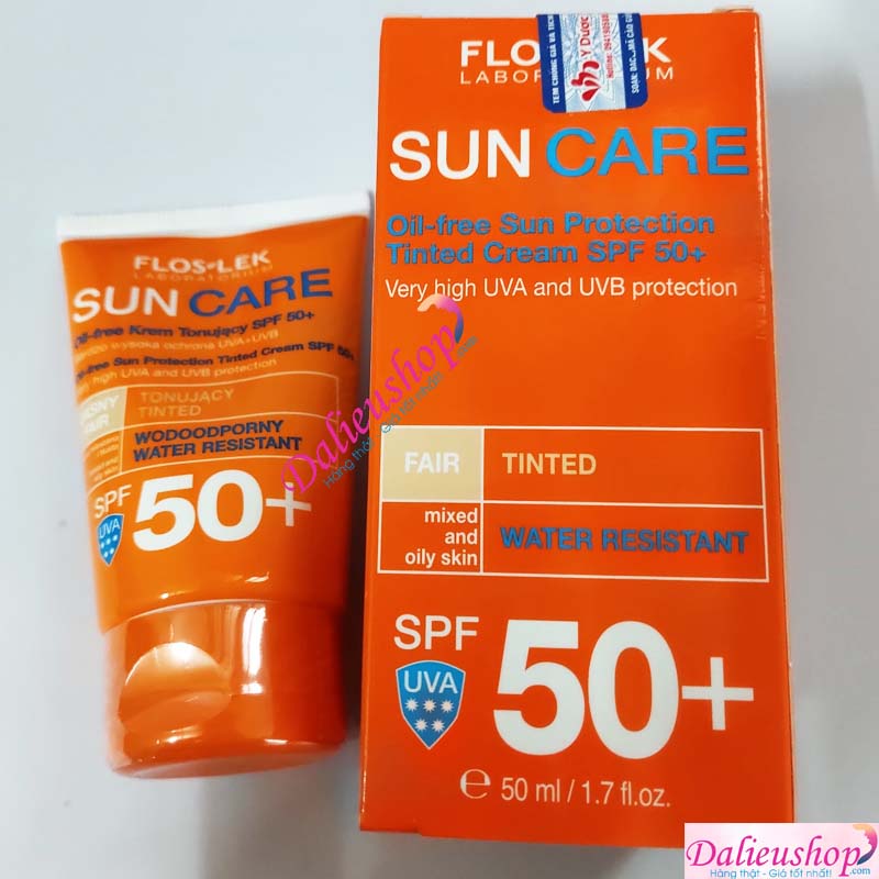 KEM CHỐNG NẮNG FLOS LEK SUN CARE OIL-FREE SUN PROTECTION TINTED CREAM SPF50+