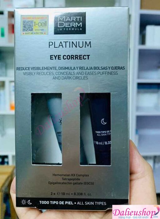 Kem dưỡng mắt ngày & đêm giảm bọng mắt, quầng thâm - MartiDerm Platinum Eye Correct (2 x 10ml)