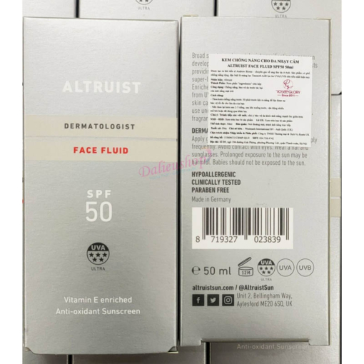 Kem chống nắng Altruist dành cho da nhạy cảm Face Fluid SPF50 UVA